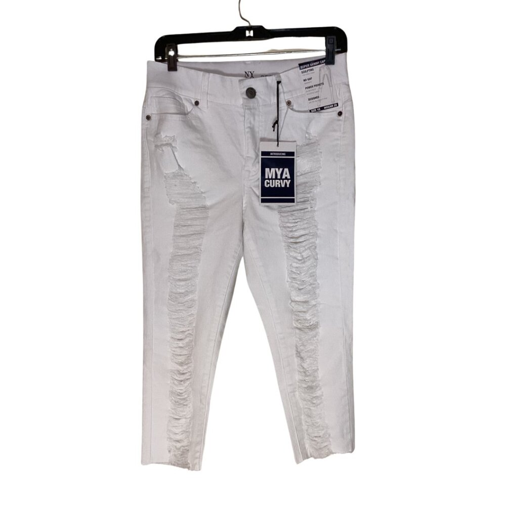 NWT NY&C Jeans Women’s 10 White Mya Curvy Sculpting Super Skinny Capri